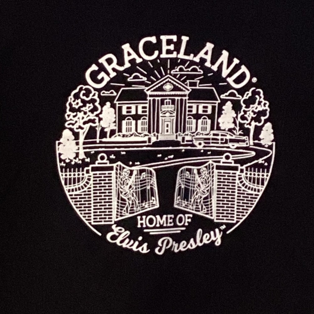 Graceland Home of Elvis Presley Mens Black Graphic T-Shirt - Medium